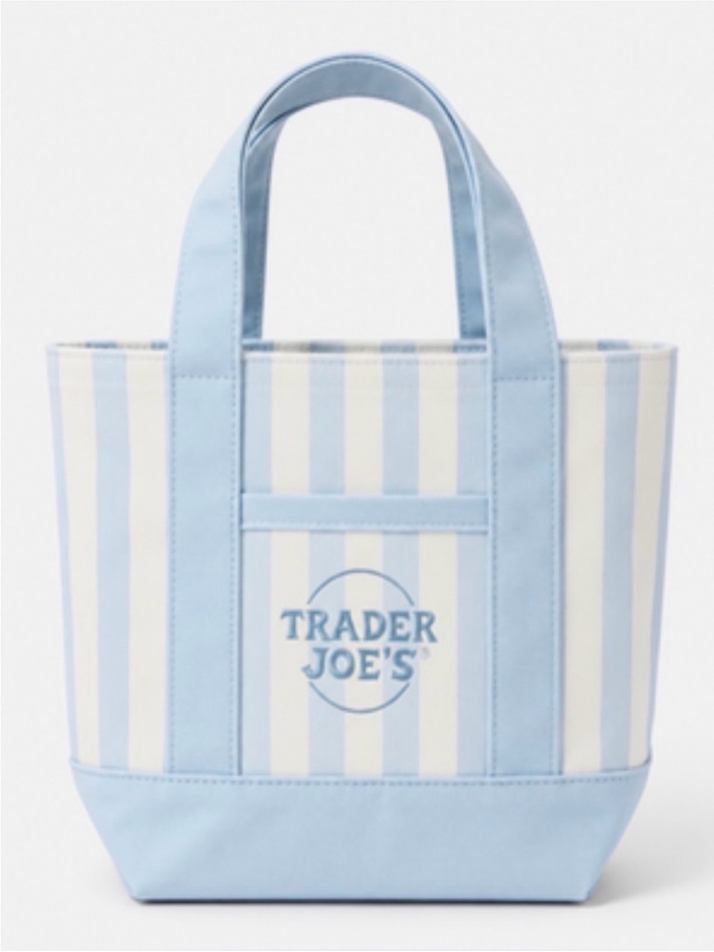 Trader Joe’s Light Blue & White Stripe Canvas Tote Bag